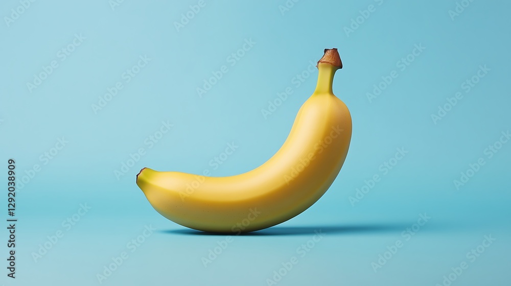 Single banana on light blue studio background Single banana on light blue studio background
