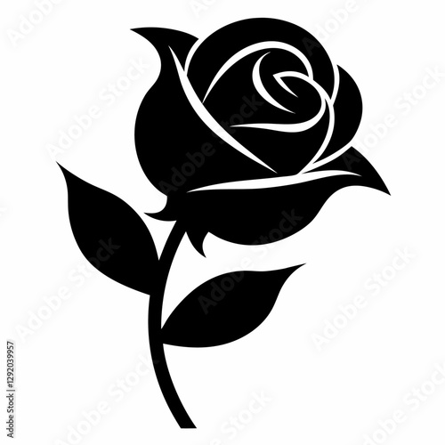 silhouette of rose isolated on white background. Vector illustration., Adobe Illustrator Artwork