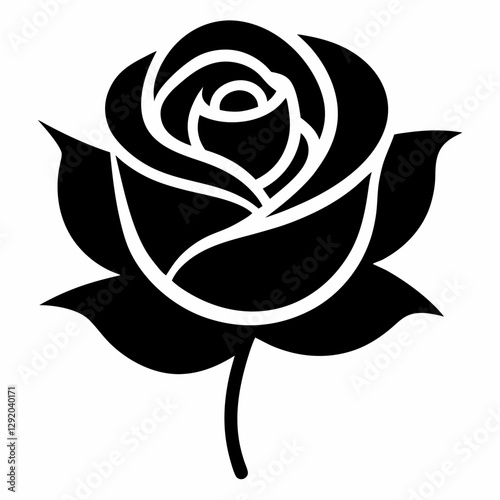 silhouette of rose isolated on white background. Vector illustration., Adobe Illustrator Artwork