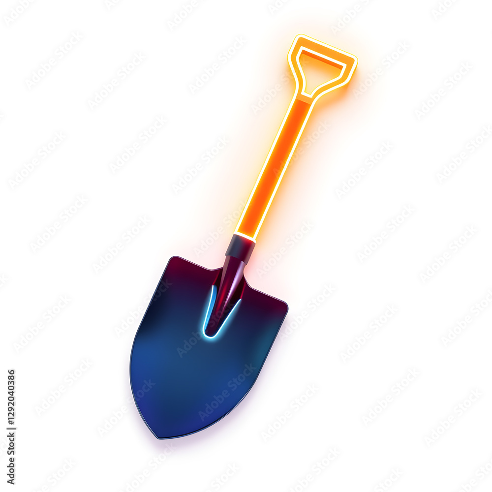 Shovel holographic 3D icon. neon symbol vector illustration isolated on white background. Generative AI Shovel holographic 3D icon. neon symbol vector illustration isolated on white background. Generative AI