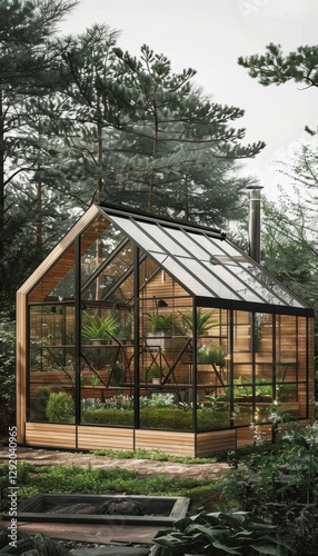 Sustainable Greenhouse Design in Lush Garden Setting for Architectural Inspiration