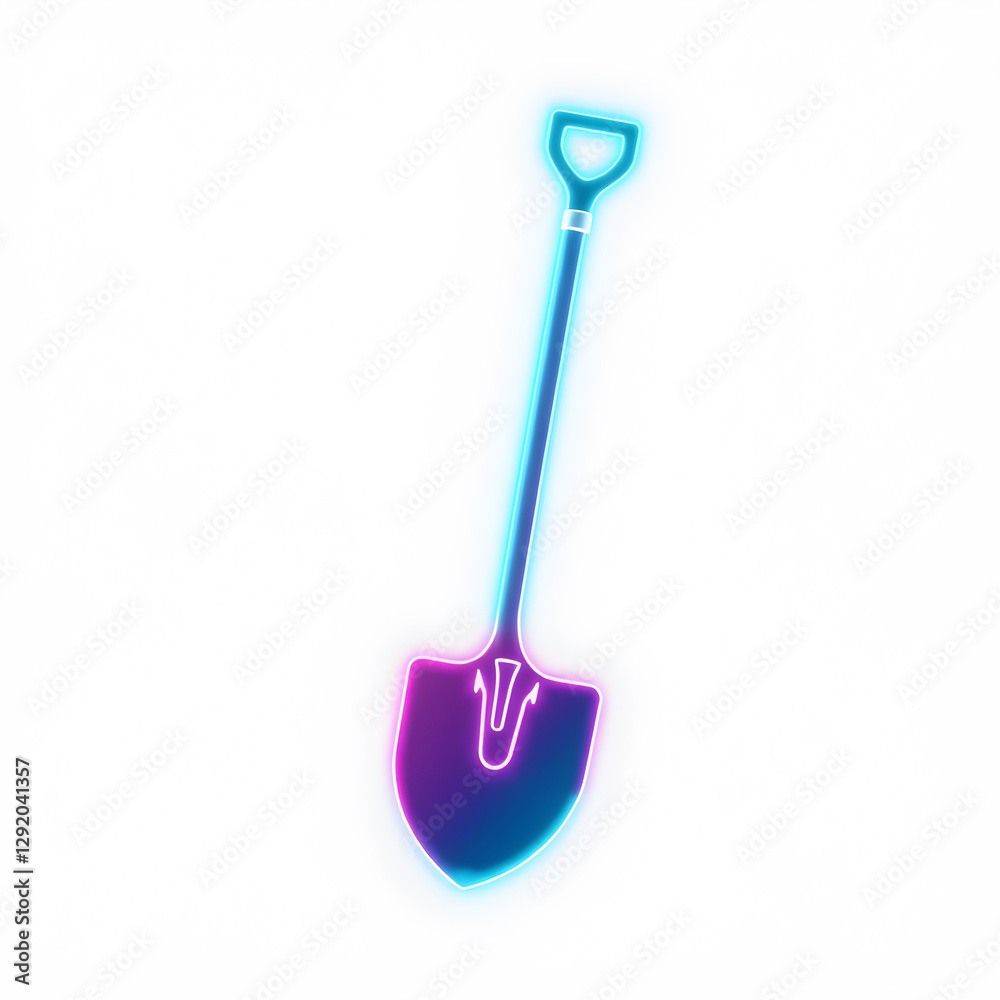 Shovel holographic 3D icon. neon symbol vector illustration isolated on white background. Generative AI Shovel holographic 3D icon. neon symbol vector illustration isolated on white background. Generative AI