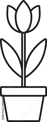 Flower in a pot icon. Vector. Line style.