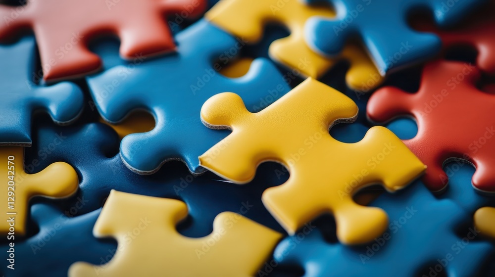 Colorful jigsaw puzzle pieces scattered on a table creating a vibrant collage during a creative afternoon activity with friends Colorful jigsaw puzzle pieces scattered on a table creating a vibrant collage during a creative afternoon activity with friends