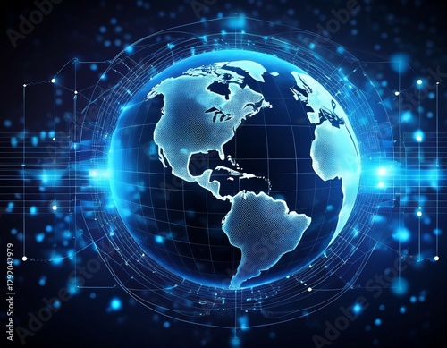 digital blue globe with network connections