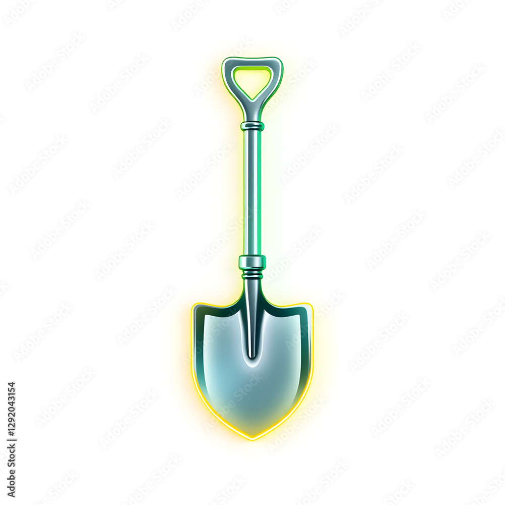Shovel holographic 3D icon. neon symbol vector illustration isolated on white background. Generative AI Shovel holographic 3D icon. neon symbol vector illustration isolated on white background. Generative AI