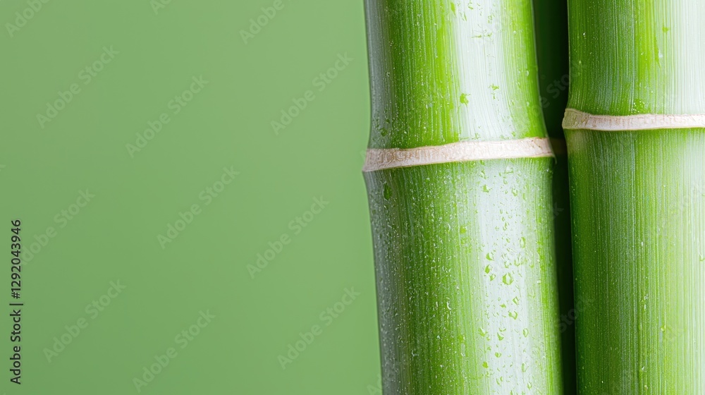 Fototapeta premium Fresh bamboo stalks, green background, nature, spa