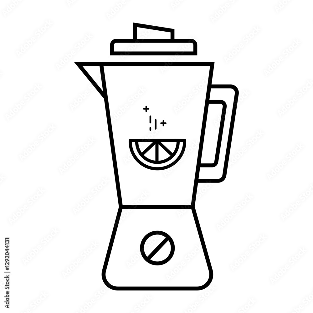 Blender juice outline icon with shiny lemon slice. Blender juice outline icon with shiny lemon slice.