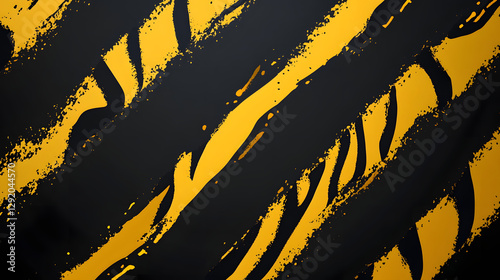 Black background with yellow and orange stripes of flames, cartoon style
