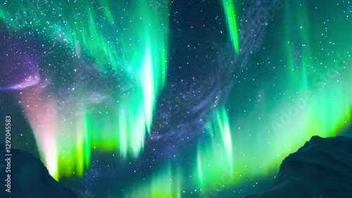 Colorful Aurora Over Starry Sky  background - Made with Generative AI