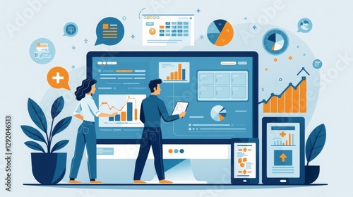 Modern Business and Technology Concept Vector Illustration