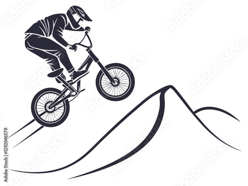 BMX Biker Aerial Jump in Vector Artwork