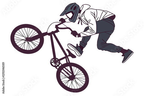 BMX Biker Aerial Jump in Vector Artwork