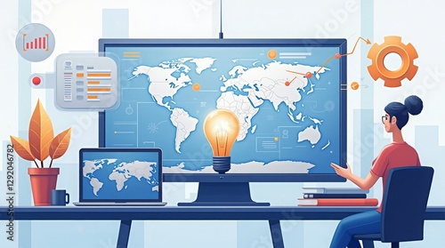Modern Business and Technology Concept Vector Illustration