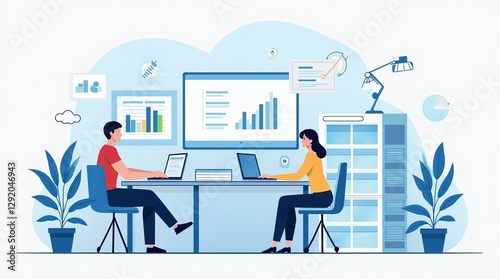 Modern Business and Technology Concept Vector Illustration