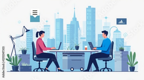 Modern Business and Technology Concept Vector Illustration