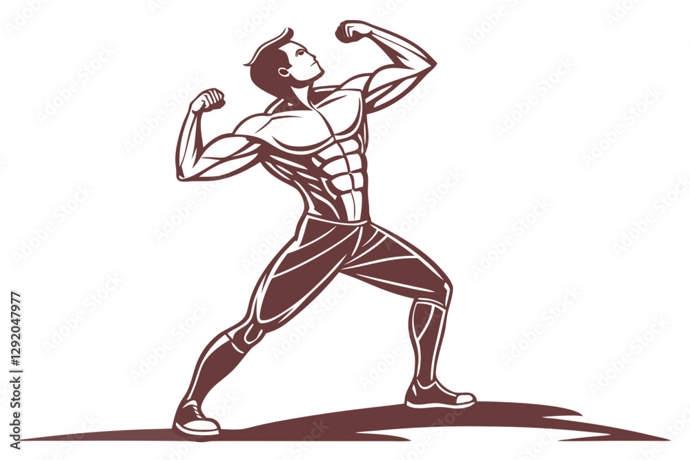 Obraz premium Strong Bodybuilder in Power Pose - Vector Art Design