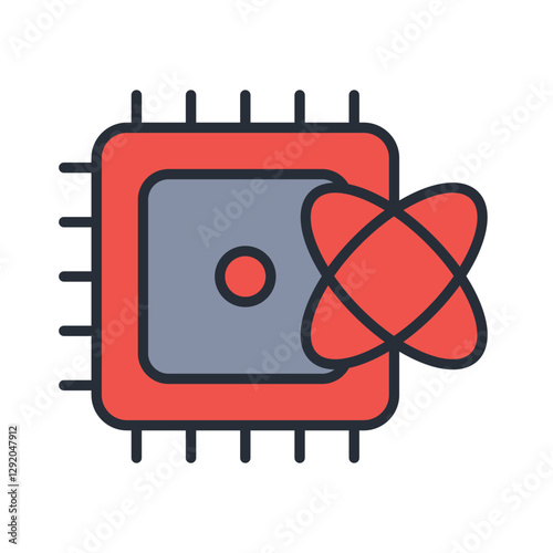 quantum computing icon. vector.Editable stroke.linear style sign for use web design,logo.Symbol illustration.