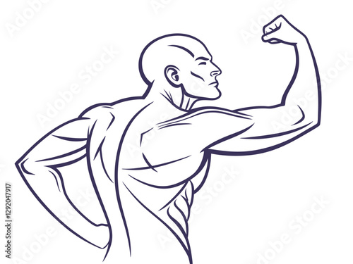 Strong Bodybuilder in Power Pose - Vector Art Design