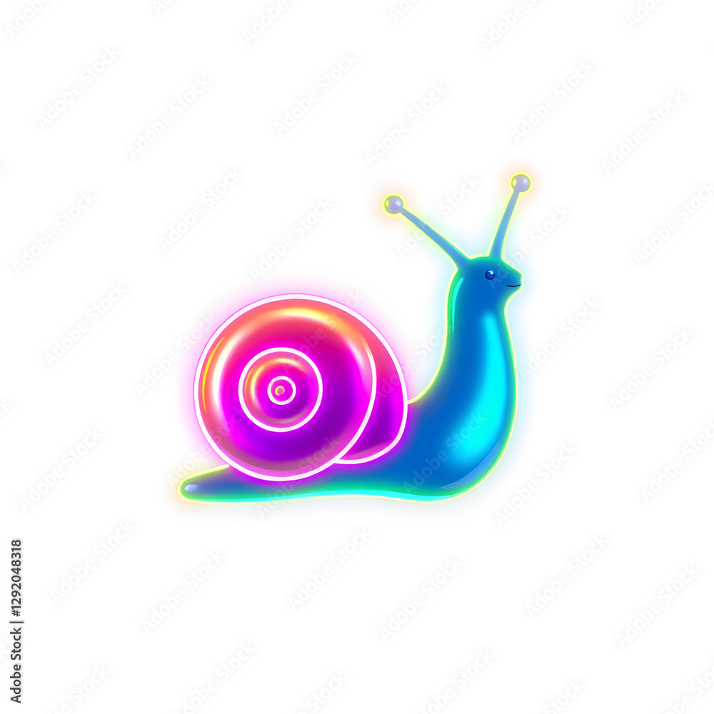 Snail holographic 3D icon. neon symbol vector illustration isolated on white background. Generative AI Snail holographic 3D icon. neon symbol vector illustration isolated on white background. Generative AI