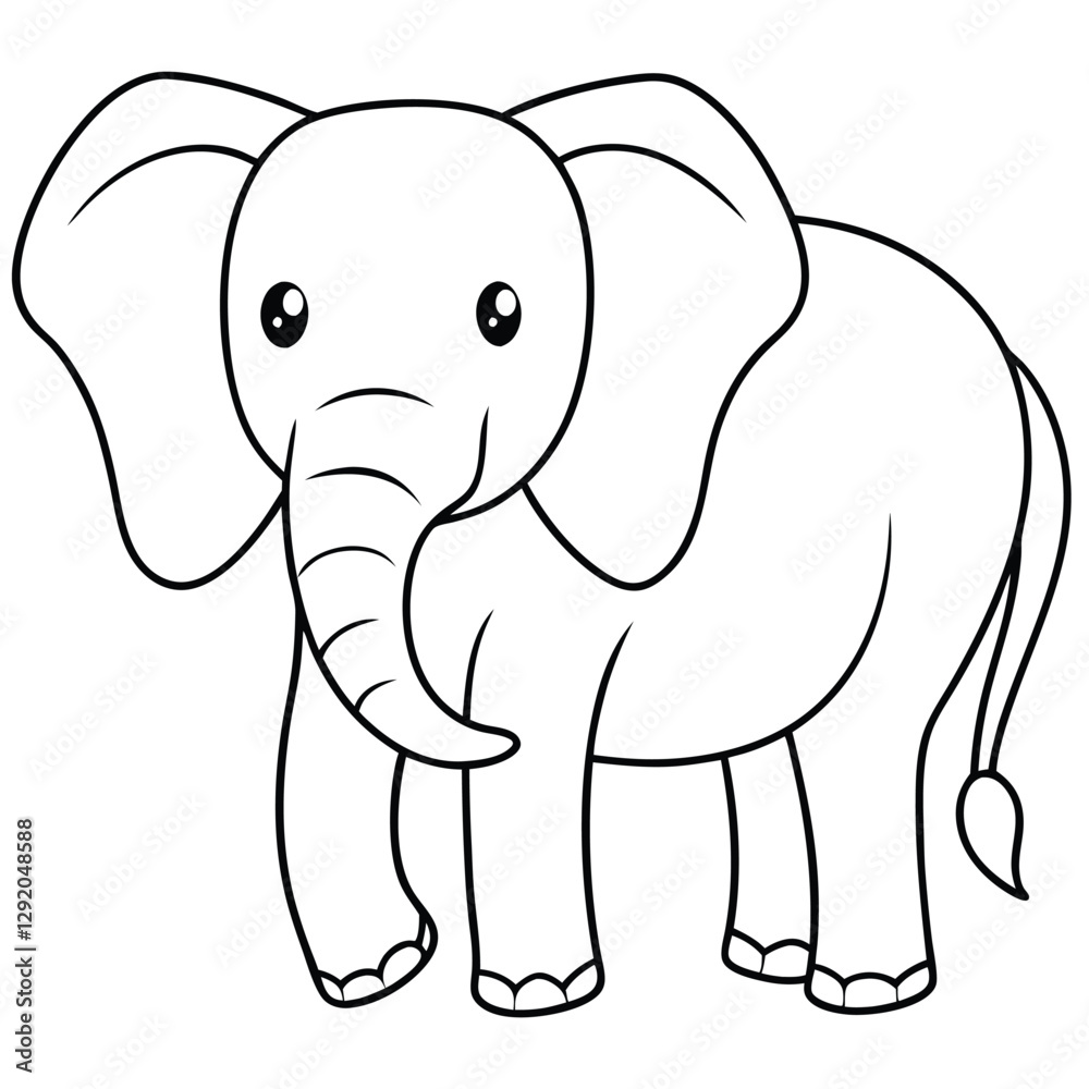 Cartoon outline of a cute baby elephant for kids coloring vector illustration Cartoon outline of a cute baby elephant for kids coloring vector illustration