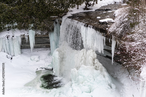 Bridal Veil Falls frozen in the winter