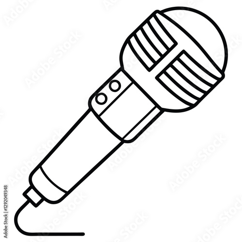 19Simple outline of a microphone with a cable vector illustration