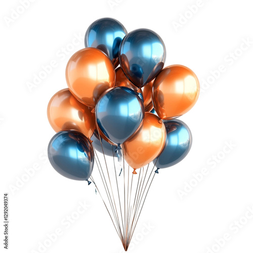 Festive Blue and Orange Balloons Joyful Celebration Happy Birthday