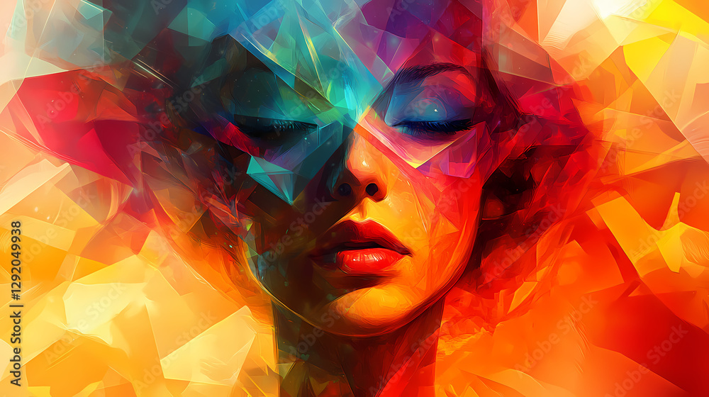 geometric vibrant woman portrait geometric vibrant woman portrait