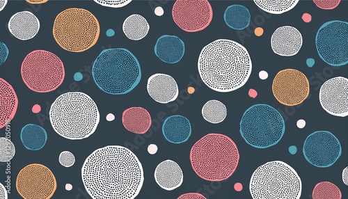 hand drawn seamles pattern with textured circles uneven polka dot design  illustration