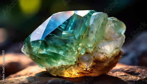 macro shooting of natural gemstone the raw mineral is beryl