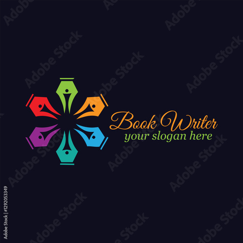 book writer author logo design vector
