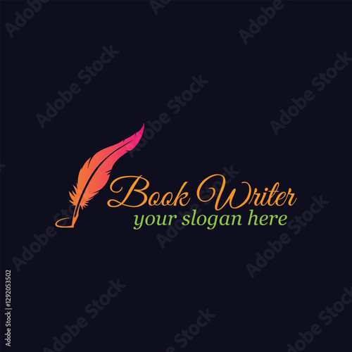 book writer author logo design vector
