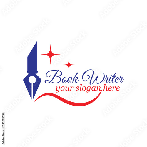 book writer author logo design vector