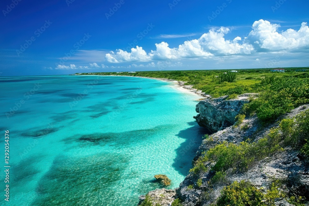 Turks and Caicos Island. Underwater Coral Reef in the Blue Ocean Sea Turks and Caicos Island. Underwater Coral Reef in the Blue Ocean Sea