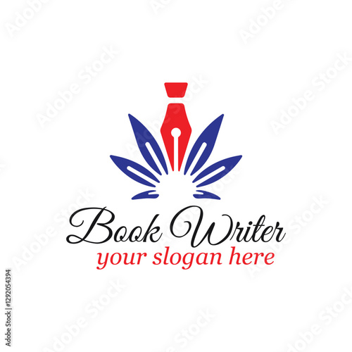 book writer author logo design vector