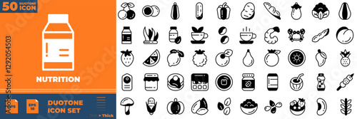 Nutrition Duotone Editable Icons set