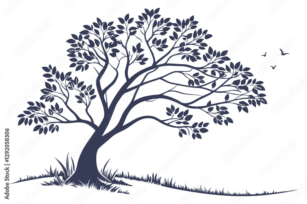 Fototapeta premium Lush Green Broadleaf Tree Vector Art