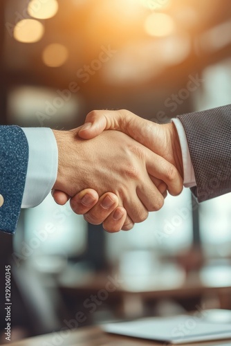 A two businesspeople shaking hands, symbolizing successful collaboration and trust
