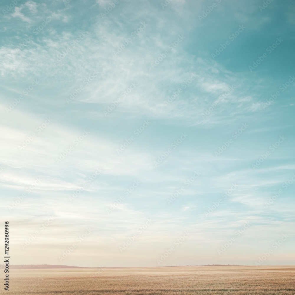 Golden fields stretch under a vast blue sky during early morning light in a tranquil rural landscape. Generative AI Golden fields stretch under a vast blue sky during early morning light in a tranquil rural landscape. Generative AI