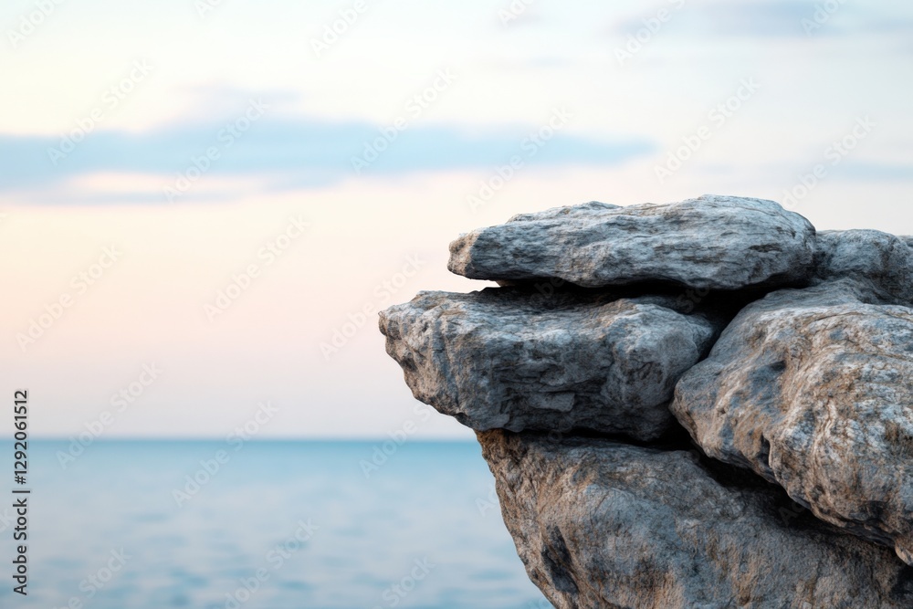 Rock Formation Overlooking the Ocean at Sunset Rock Formation Overlooking the Ocean at Sunset