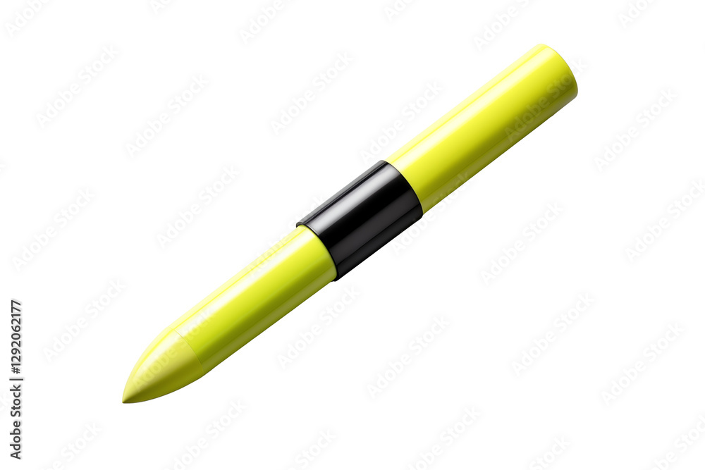 This image features a bright yellow highlighter pen isolated on a transparent background, ideal for office or school supplies visuals. This image features a bright yellow highlighter pen isolated on a transparent background, ideal for office or school supplies visuals.