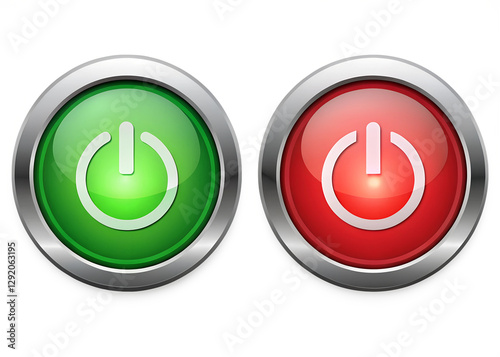 On and off push buttons icon red and green color buttons