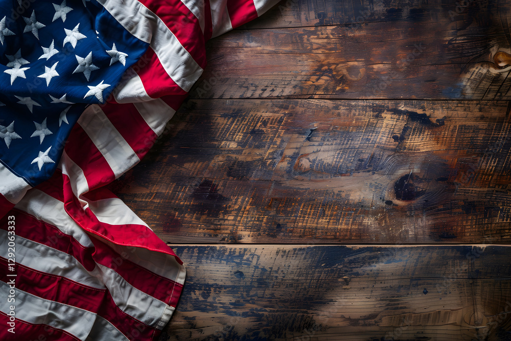 Fototapeta premium American flag on vintage wooden background