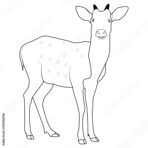   quite Dear outline vector illustration black and white