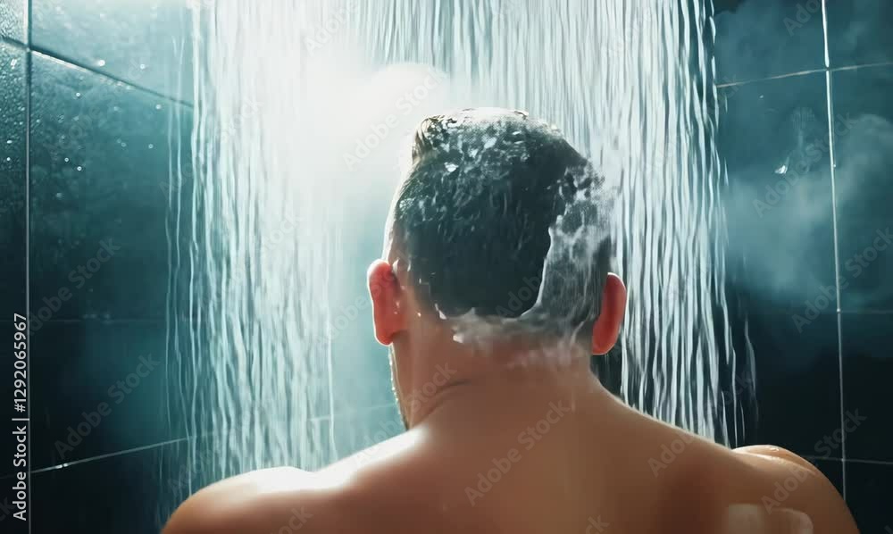 welcoming warmth: an athletic man's refreshing shower experience