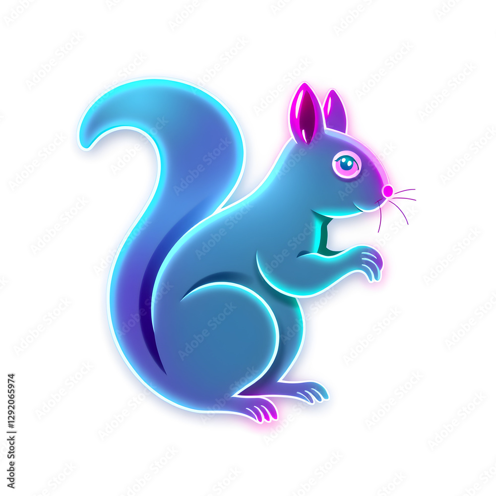 Squirrel holographic 3D icon. neon symbol vector illustration isolated on white background. Generative AI Squirrel holographic 3D icon. neon symbol vector illustration isolated on white background. Generative AI