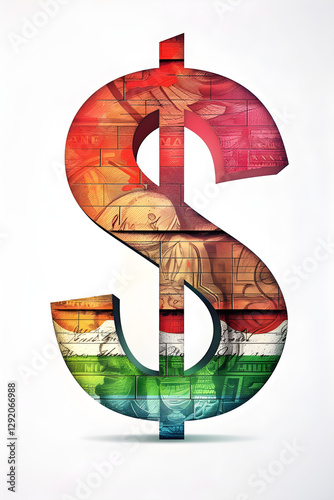 Symbolic Representation of Indian Rupee - A Pictorial Emblem of Indian Economy photo