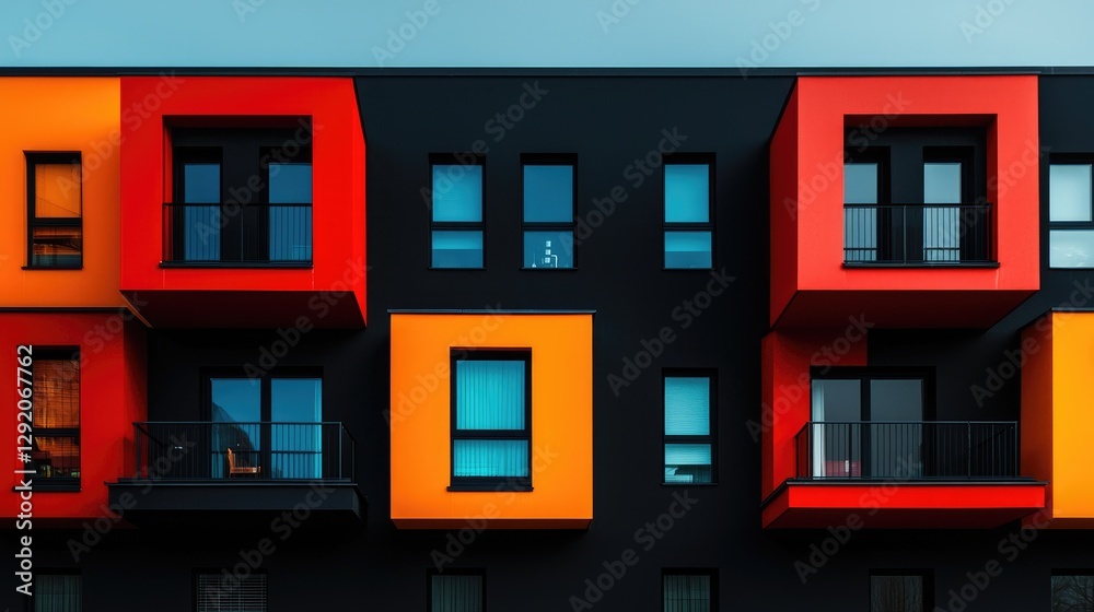 Colorful modern apartment building facade (1) Colorful modern apartment building facade (1)