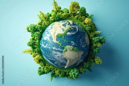 Fototapeta Naklejka Na Ścianę i Meble -  Vibrant Earth Surrounded by Lush Greenery